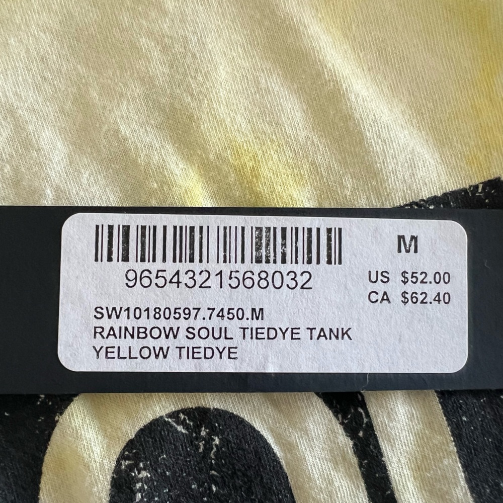NWT Soul Cycle Rainbow Soul Tiedye Tank, Yellow, MEDIUM - Picture 3 of 7